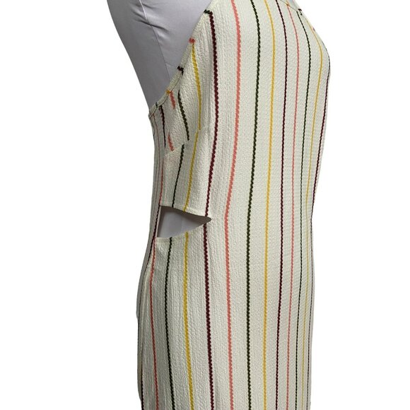 Walter Baker Edgy Cabana Stripe Ezra Midi Dress XL Side Cutouts Contemporary NEW - Picture 4 of 6